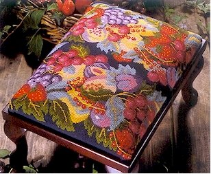 Abundance of Fruit Navy Cushion Needlepoint Kit by Glorafilia (gl4010)
