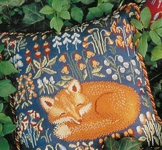 Medieval Fox Blue Needlepoint Kit (glcr06b)