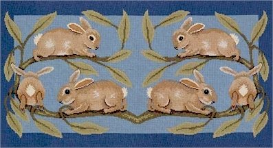 RABBITS RUG Needlepoint CANVAS Beth Russell William de Morgan