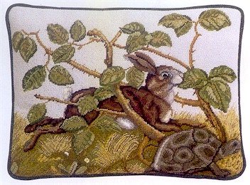 HARE & TORTOISE Cushion Needlepoint CANVAS Beth Russell