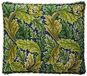 ACANTHUS LEAVES Green Cushion Needlepoint CANVAS Beth Russell William Morris