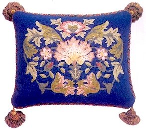 LODDEN 2 Blue background Cushion Needlepoint KIT Beth Russell William Morris