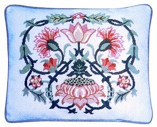 LODDEN 1 Grey background Cushion Needlepoint KIT Beth Russell William Morris