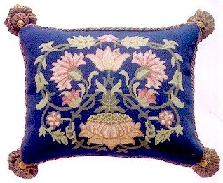LODDEN 1 Blue background Cushion Needlepoint KIT Beth Russell William Morris