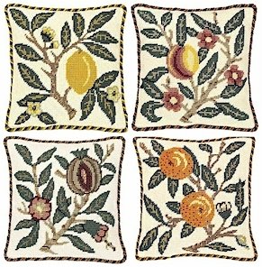 FRUIT - Set of four Needlepoint KITS Beth Russell William Morris