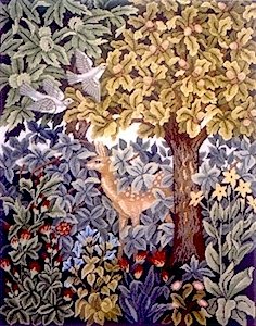 GREENERY DEER Needlepoint KIT Beth Russell William Morris