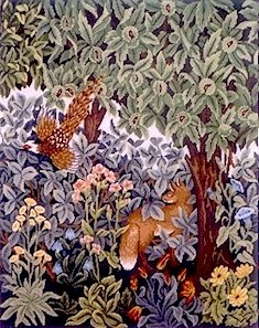 GREENERY FOX & PHEASANT Needlepoint KIT Beth Russell William Morris
