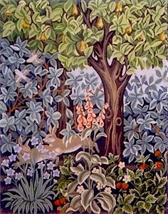 GREENERY HARES Needlepoint KIT Beth Russell William Morris