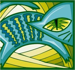 Abstract Green Cat Needlepoint Canvas (ab1-29)