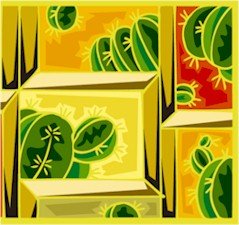 Collage Cacti Needlepoint Canvas (ab1-18)