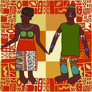Man and Wife African Folk Art Needlepoint Canvas (af1-8)