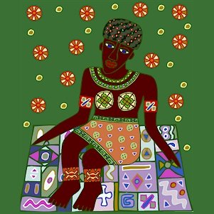 Woman African Folk Art Needlepoint Canvas (af1-4)