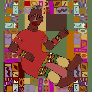 Man African Folk Art Needlepoint Canvas (af1-5)