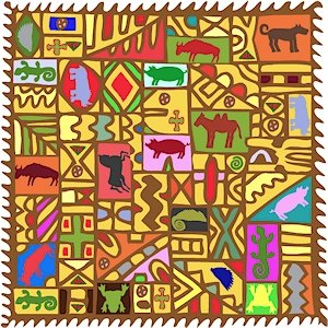 Collage African Folk Art Needlepoint Canvas (af1-16)