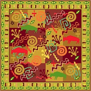 Collage Cushion African Folk Art Needlepoint Canvas (af1-17)