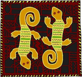 Lizards African Folk Art Needlepoint Canvas (af1-10)
