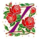 Initial Letter Z Style Rosette Needlepoint Canvas (ar7-ros-z)