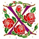 Initial Letter X Style Rosette Needlepoint Canvas (ar7-ros-x)