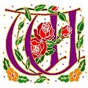 Initial Letter W Style Rosette Needlepoint Canvas (ar7-ros-w)