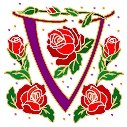 Initial Letter V Style Rosette Needlepoint Canvas (ar7-ros-v)