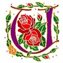 Initial Letter U Style Rosette Needlepoint Canvas (ar7-ros-u)