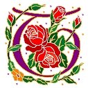 Initial Letter T Style Rosette Needlepoint Canvas (ar7-ros-t)