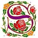 Initial Letter S Style Rosette Needlepoint Canvas (ar7-ros-s)