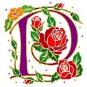 Initial Letter P Style Rosette Needlepoint Canvas (ar7-ros-p)