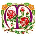 Initial Letter M Style Rosette Needlepoint Canvas (ar7-ros-m)