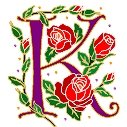 Initial Letter K Style Rosette Needlepoint Canvas (ar7-ros-k)