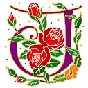 Initial Letter J Style Rosette Needlepoint Canvas (ar7-ros-j)