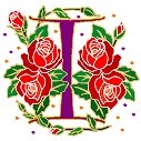 Initial Letter I Style Rosette Needlepoint Canvas (ar7-ros-i)