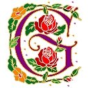 Initial Letter G Style Rosette Needlepoint Canvas (ar7-ros-g)