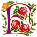 Initial Letter F Style Rosette Needlepoint Canvas (ar7-ros-f)