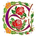 Initial Letter E Style Rosette Needlepoint Canvas (ar7-ros-e)