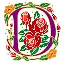 Initial Letter D Style Rosette Needlepoint Canvas (ar7-ros-d)