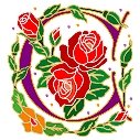 Initial Letter C Style Rosette Needlepoint Canvas (ar7-ros-c)