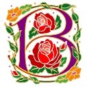 Initial Letter B Style Rosette Needlepoint Canvas (ar7-ros-b)