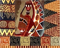African Folk Art Collage Cushion Needlepoint Canvas (af1-14)