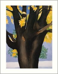 Georgia O'Keeffe Black maple Trunk Yellow Leaves Needlepoint Design by Lena Lawson (ok-08)