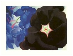 Georgia O'Keeffe Black Hollyhock Blue Larkspur Needlepoint Design by Lena Lawson (ok-010)
