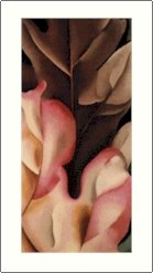 Georgia O'Keeffe Oak Leaves Pink and Brown Needlepoint Design by Lena Lawson (ok-41)