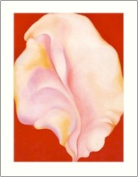 Georgia O'Keeffe Shell on Red Needlepoint Design by Lena Lawson (ok-62)