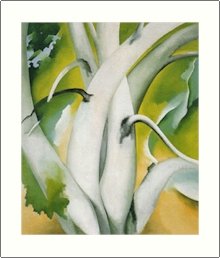 Georgia O'Keeffe White Birch Green Leaves Needlepoint Design by Lena Lawson (ok-69)