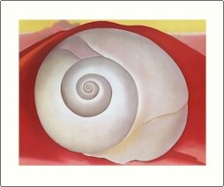 Georgia O'Keeffe White Shell with Red Needlepoint Design by Lena Lawson (ok-70)