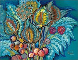 Blue Thistles Needlepoint Canvas (ig-03)