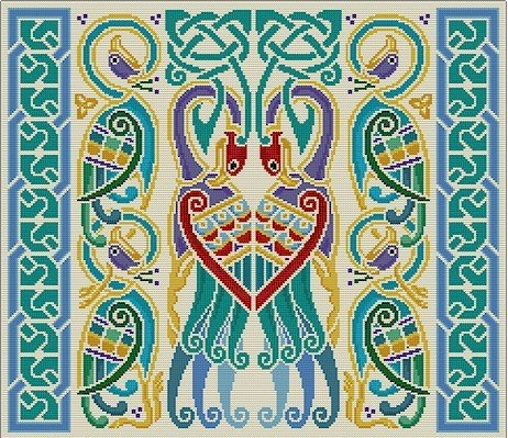 Celtic Peacocks Cushion Needlepoint Canvas (cb-celtic-04-c)
