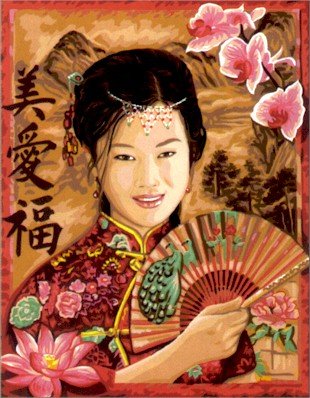 Needlepoint Canvas by Royal Paris Jade La Fille d'Asie (royal_paris_142-425)