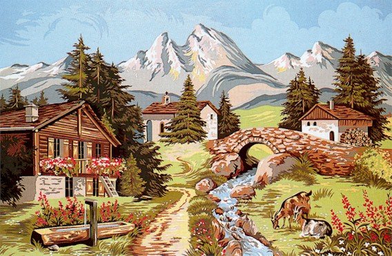 Needlepoint Canvas Paysage alpestre (margot-163-4304)