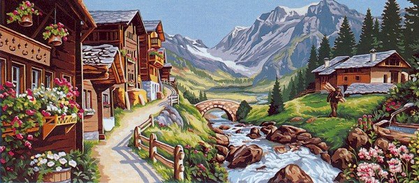 Needlepoint Canvas by Margot Paysage Alpin (margot-173-3098)